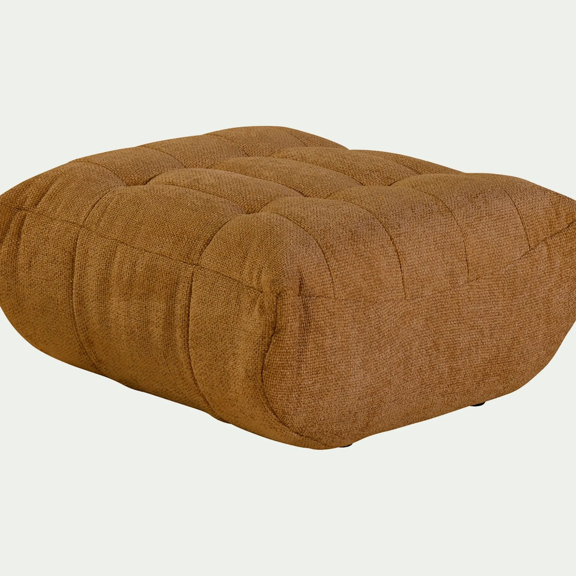 Pouf en tissu chenille - jaune argan