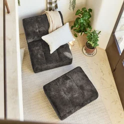 Pouf en tissu Eden - vert cèdre