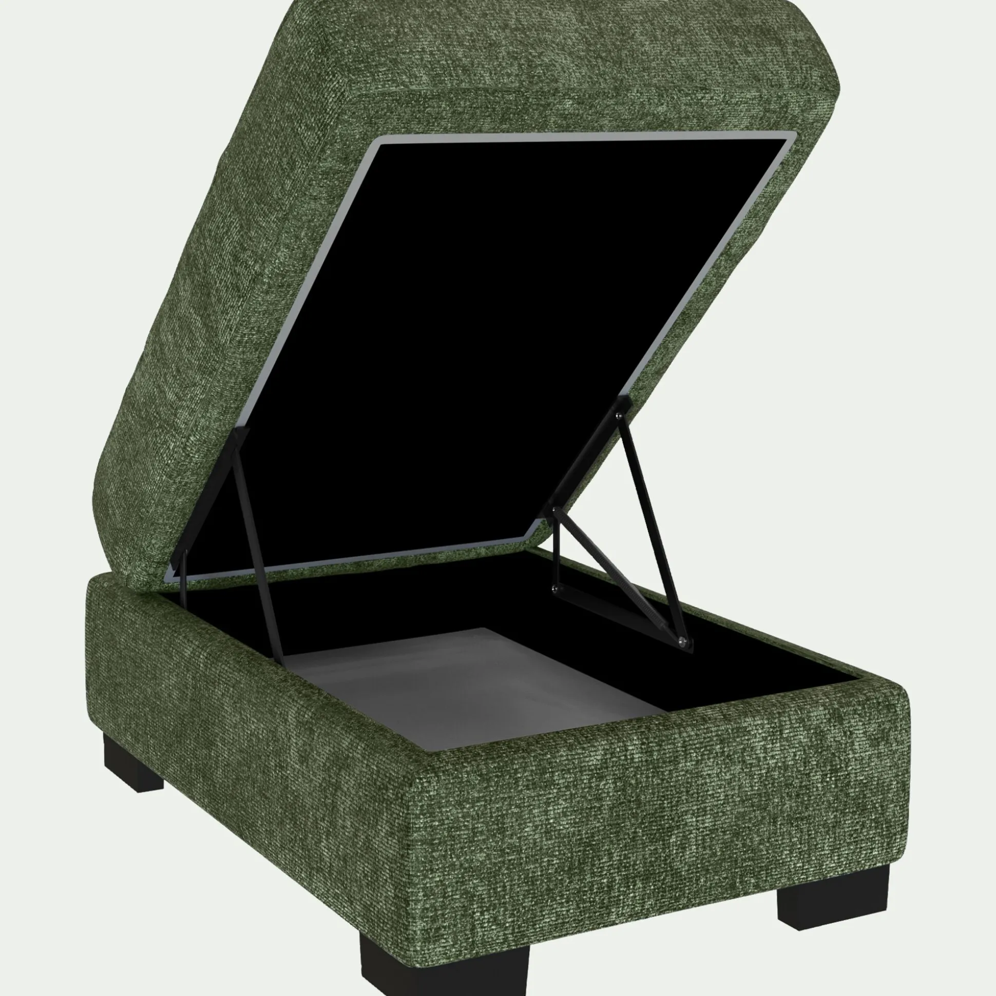 Pouf en tissu Genesis avec coffre - vert cèdre
