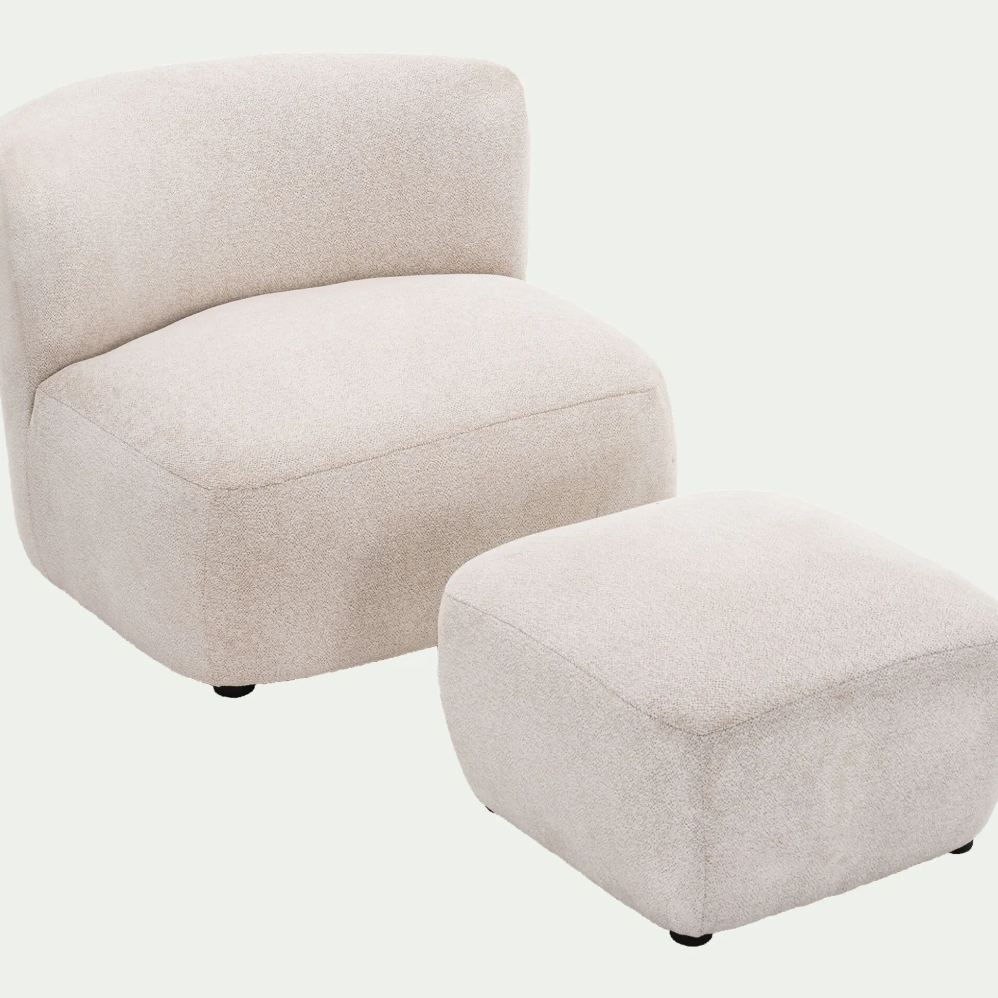 Pouf en tissu Raven - blanc écru