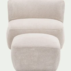 Pouf en tissu Raven - blanc écru