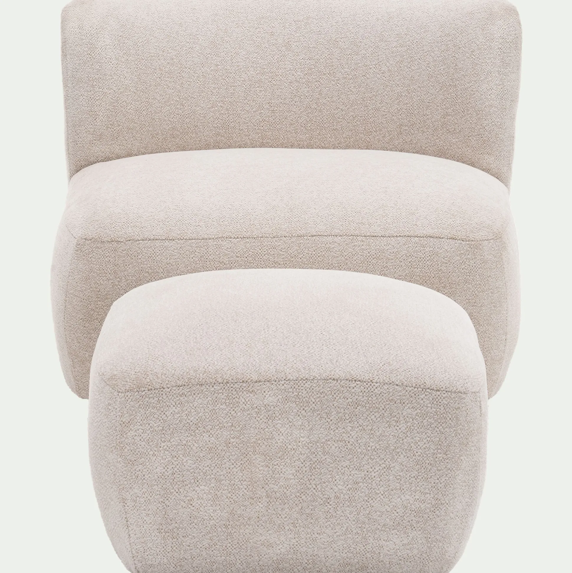 Pouf en tissu Raven - blanc écru