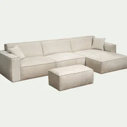 Pouf en tissu tramé - beige