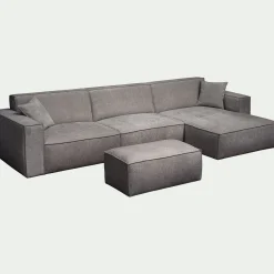 Pouf en tissu tramé - gris