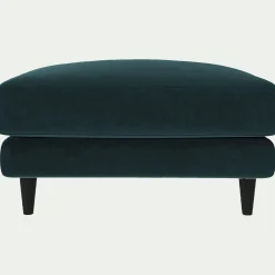 Pouf en tissu velvet - bleu foncé