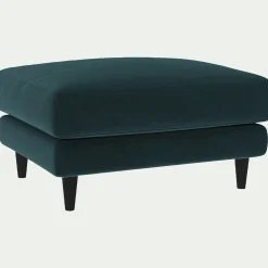Pouf en tissu velvet - bleu foncé