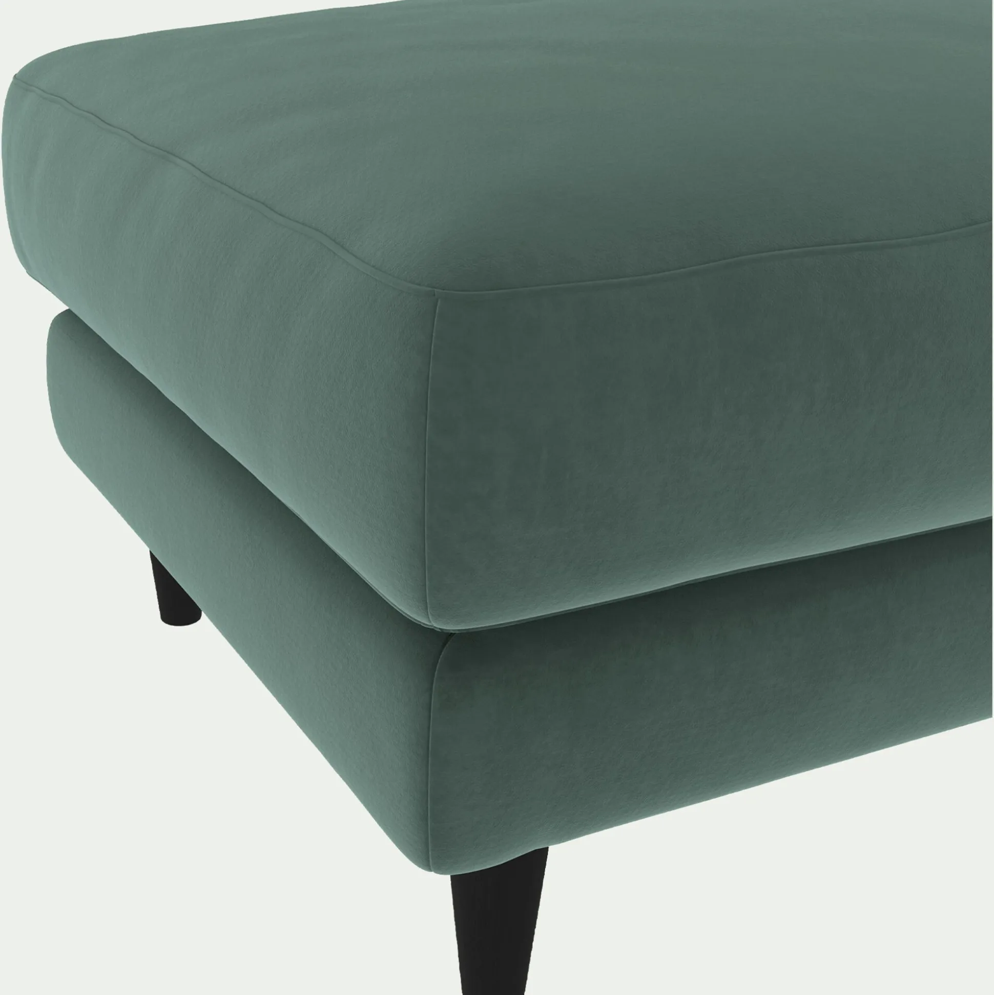 Pouf en tissu velvet - vert sauge