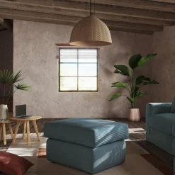 Pouf en velours côtelé - bleu