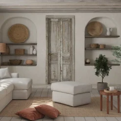 Pouf en velours côtelé - gris borie