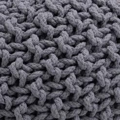 Pouf tressé en coton D50xH30cm - gris restanque