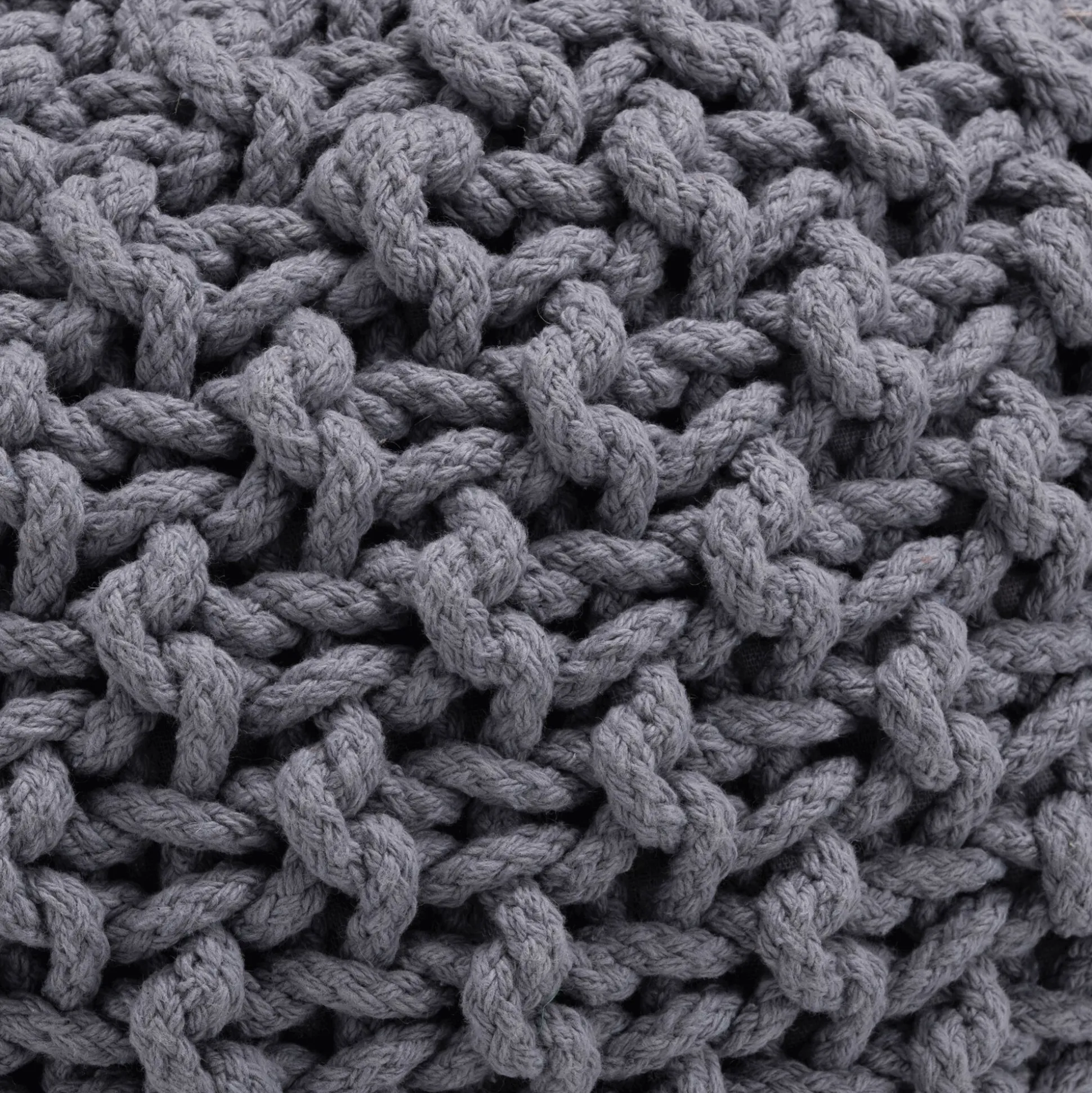 Pouf tressé en coton D50xH30cm - gris restanque