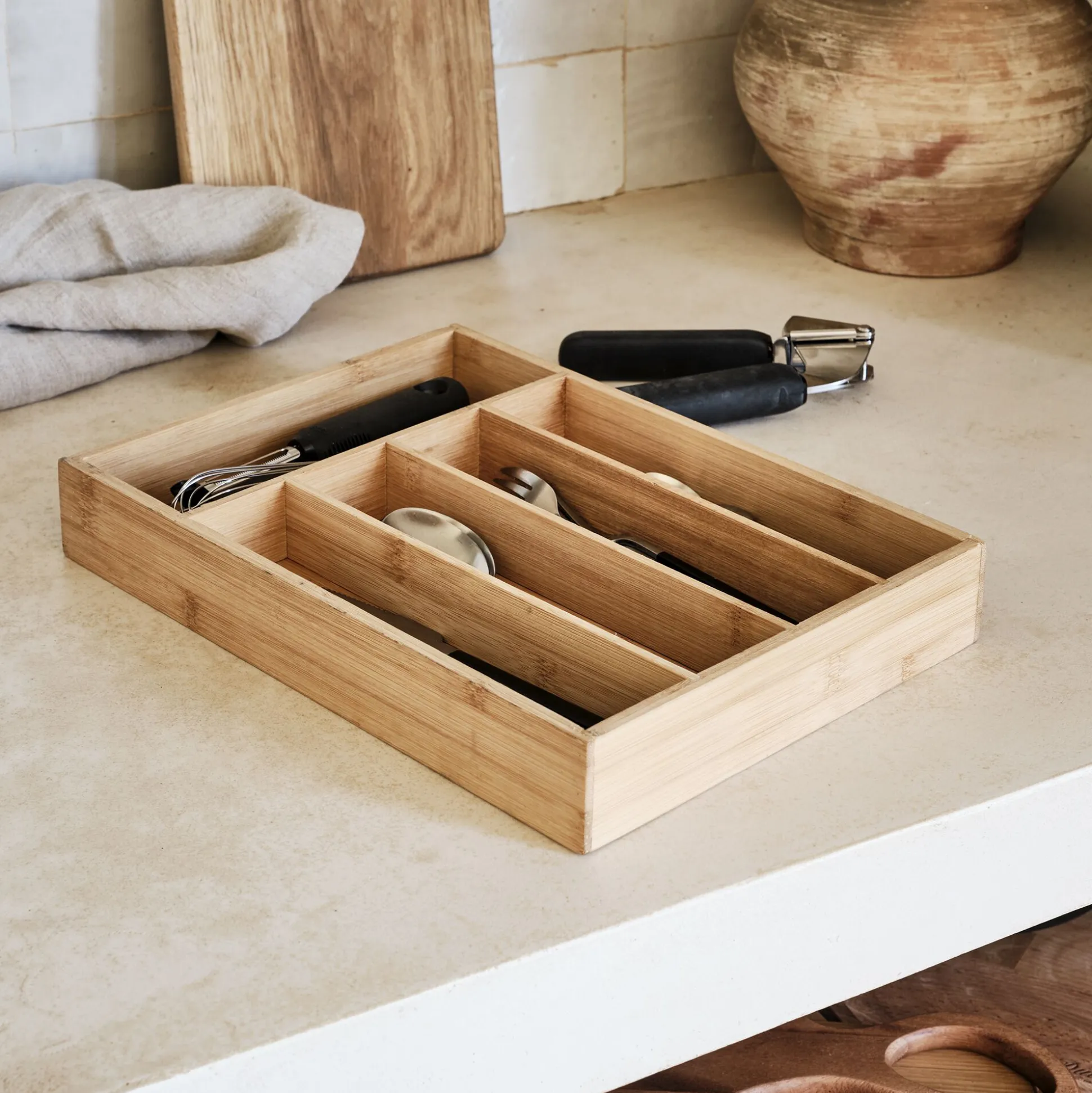 Range couvert en bambou - naturel 35x25cm