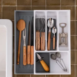 Range couverts en plastique - gris