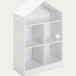 Rangement forme maison 5 cases pour chambre enfant - blanc