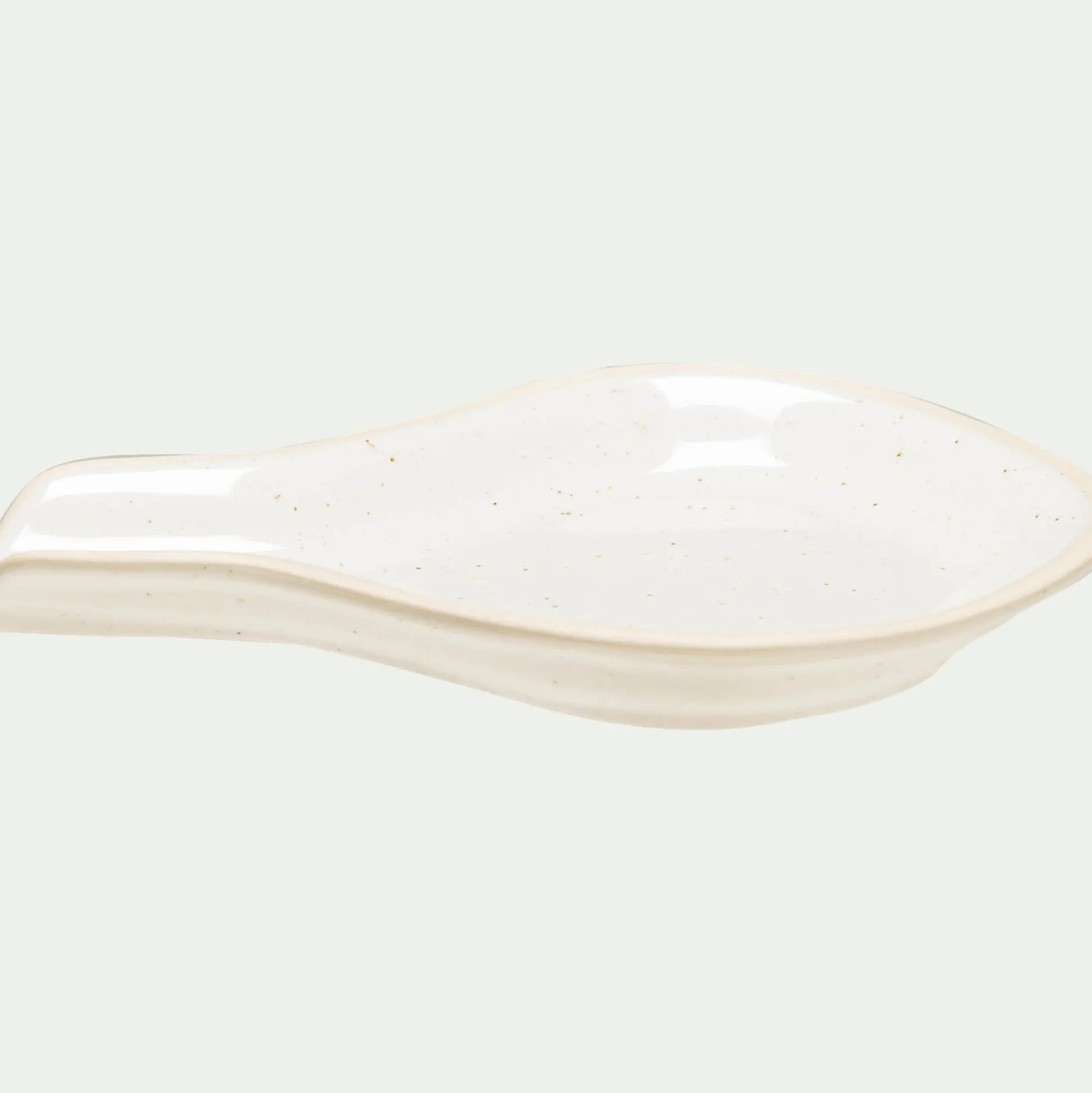 Repose-cuillère en grès L16cm - blanc