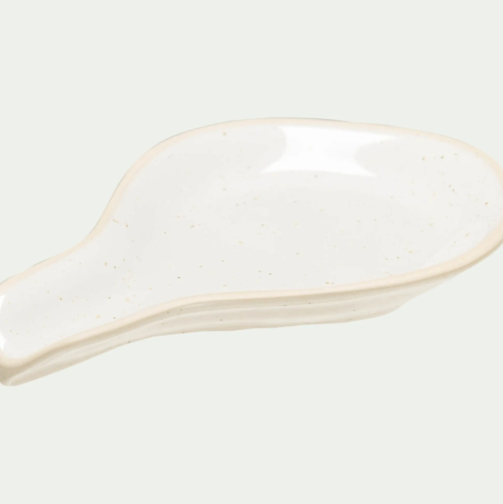 Repose-cuillère en grès L16cm - blanc