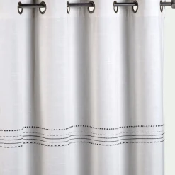 Rideau à œillets en coton brodé 140x250cm - blanc