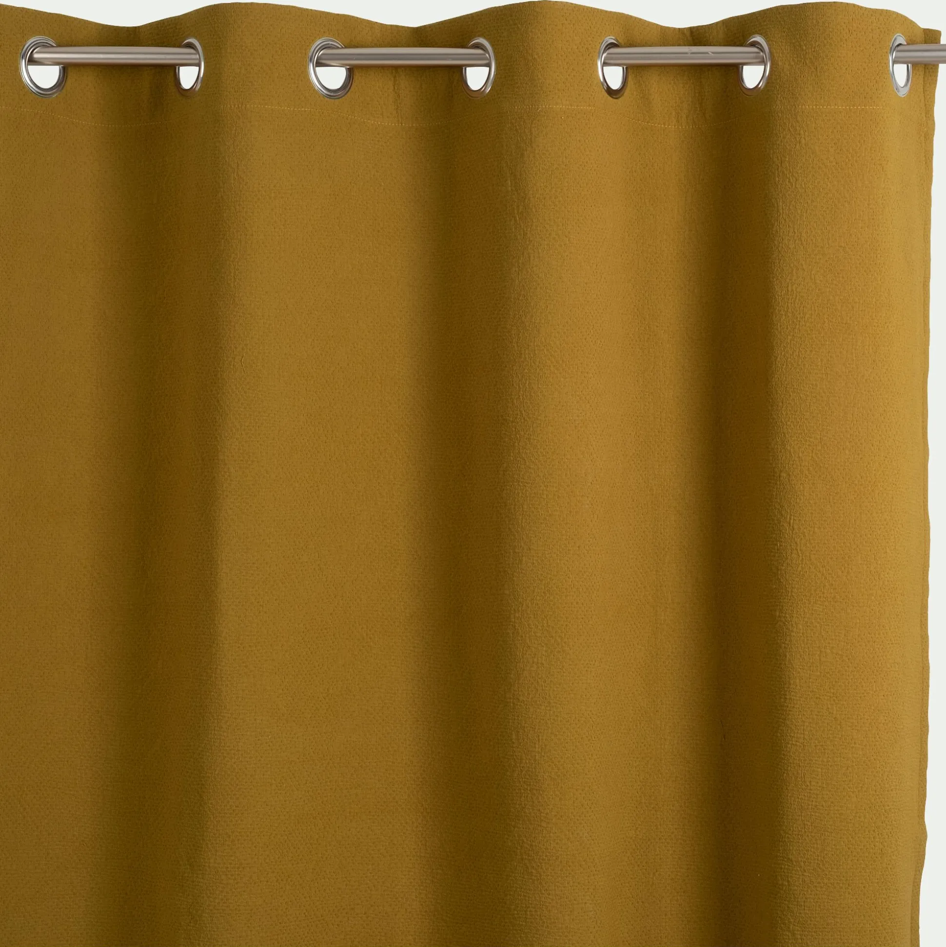 Rideau à œillets en coton finition surpiqûre 140x250cm - vert mousse