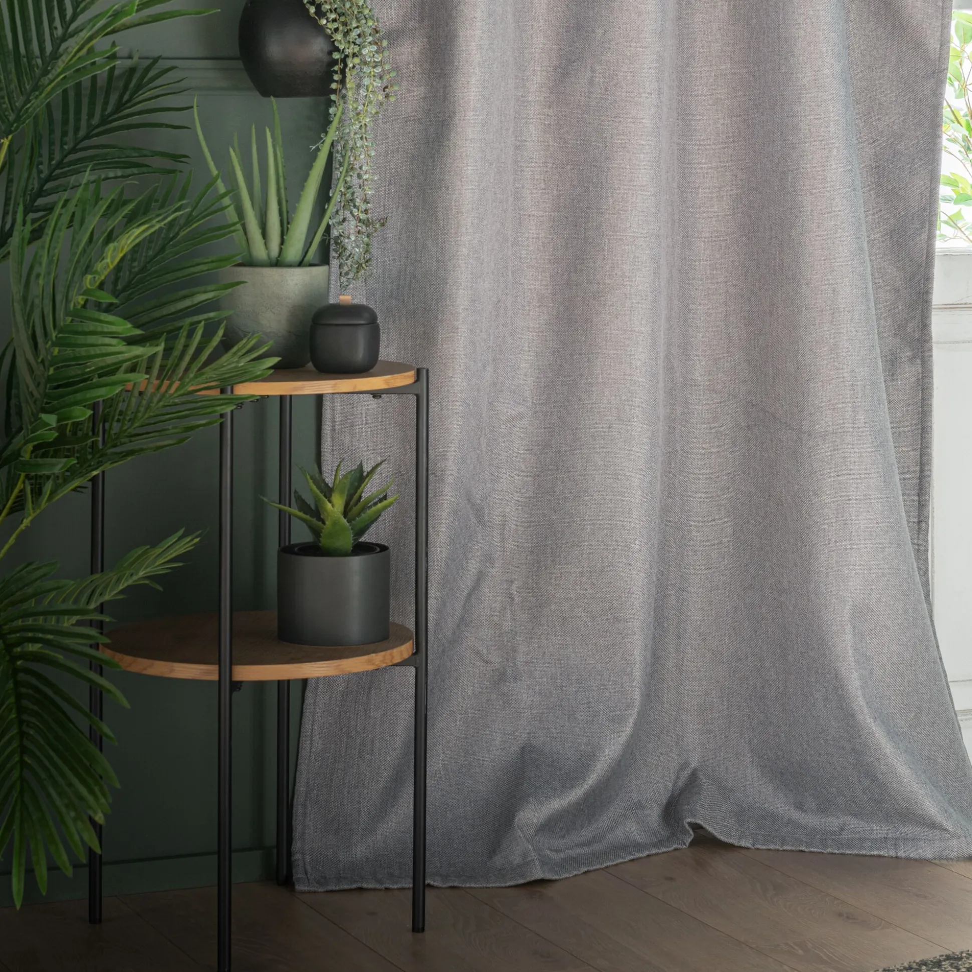 Rideau à œillets en polyester 135x300cm - gris restanque