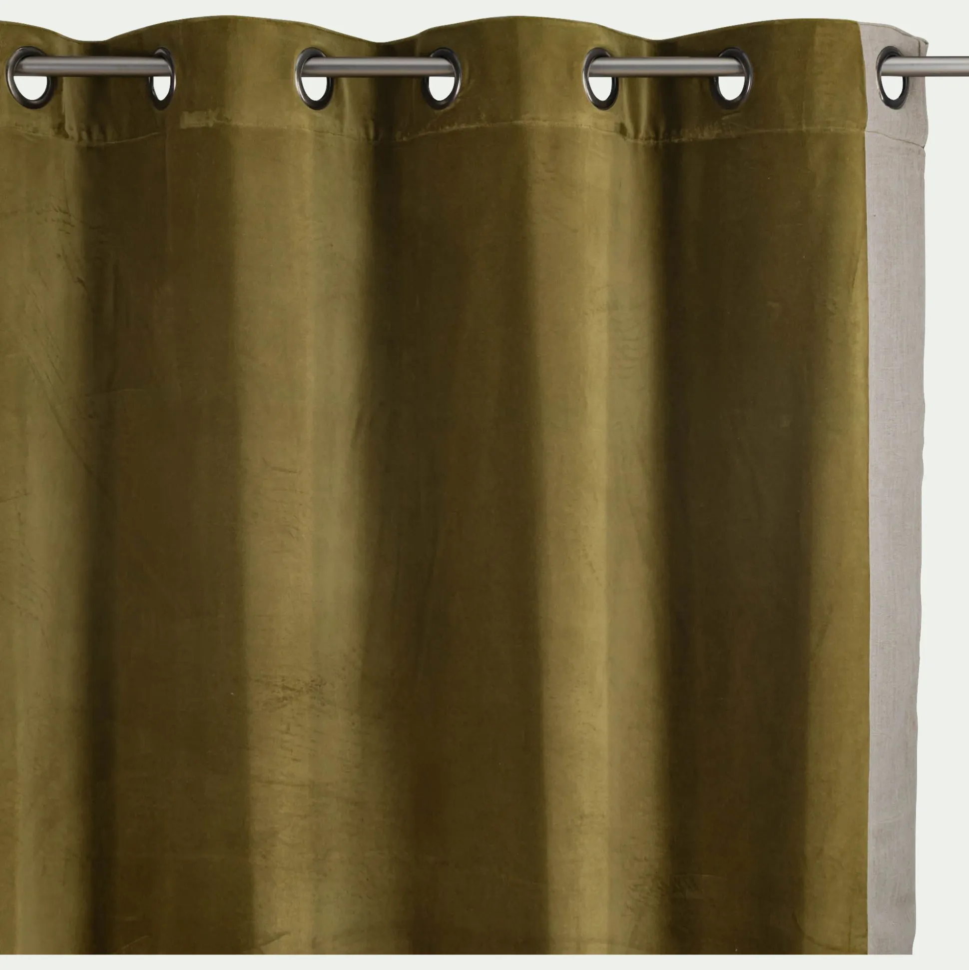 Rideau à œillets en velours 135x250cm - vert cèdre