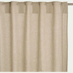 Rideau à passants cachés en lin et coton finition liseré 140x250cm - beige
