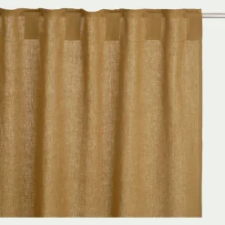 Rideau à passants cachés en lin lavé finition surpiqure 140x260cm - brun alep