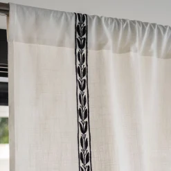 Rideau passe-tringle en coton motif Kissos 140x250cm - blanc