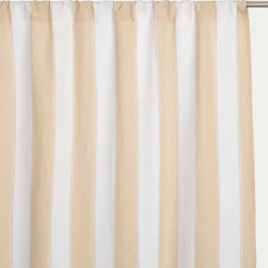 Rideau passe-tringle en lin et coton à rayures 140x250cm - blanc écru