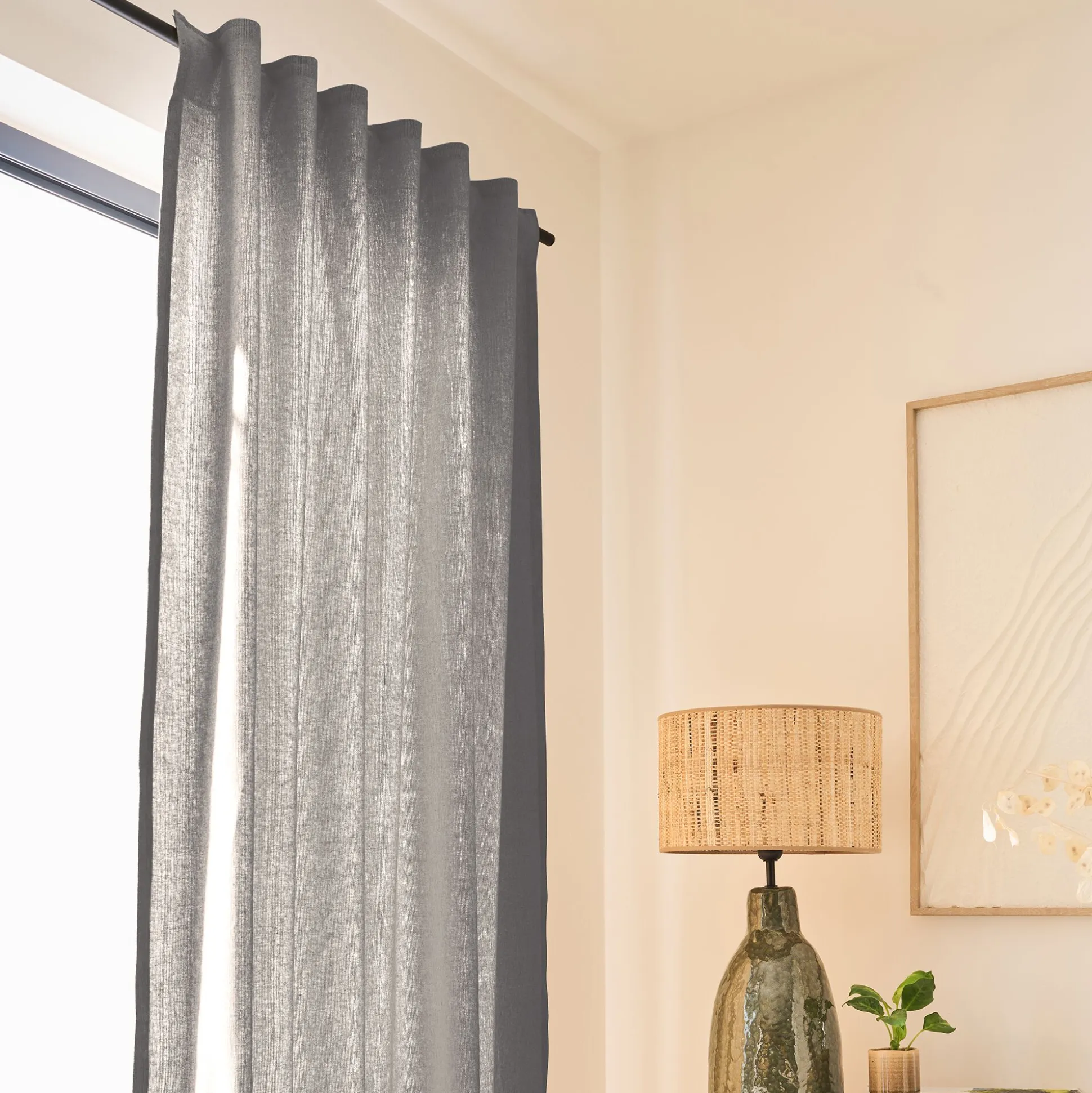 Rideau à pattes cachées en coton 130x250cm - gris