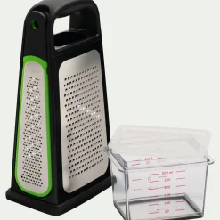 Râpe 4 faces avec récupérateur en inox - noir