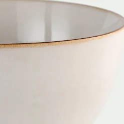 Saladier en grès avec liseré marron D20cm - blanc