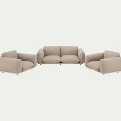Salon de jardin en acier et coussins en tissu - beige sable (4 places)