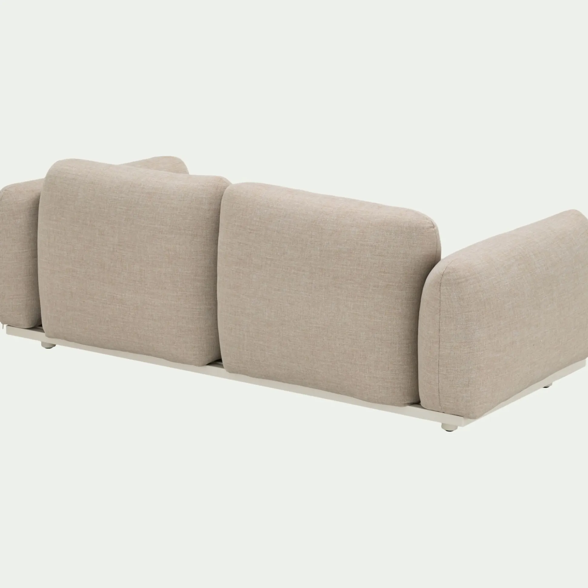Salon de jardin en acier et coussins en tissu - beige sable (4 places)