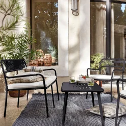 Salon de jardin en acier - noir (4 places)