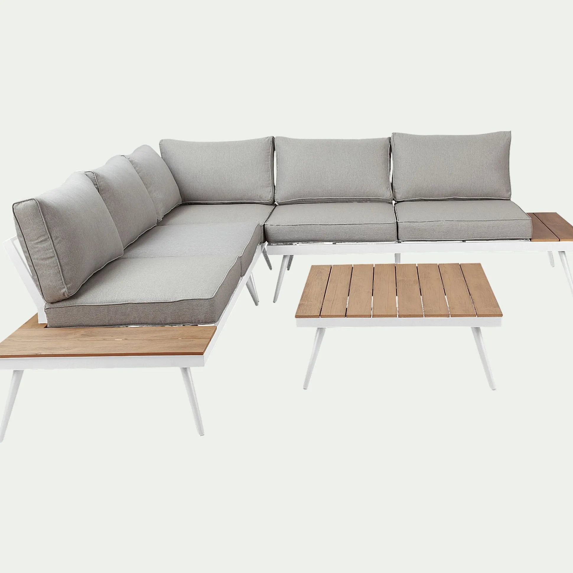 Salon de jardin en aluminium et polywood - gris (4 à 6 places)