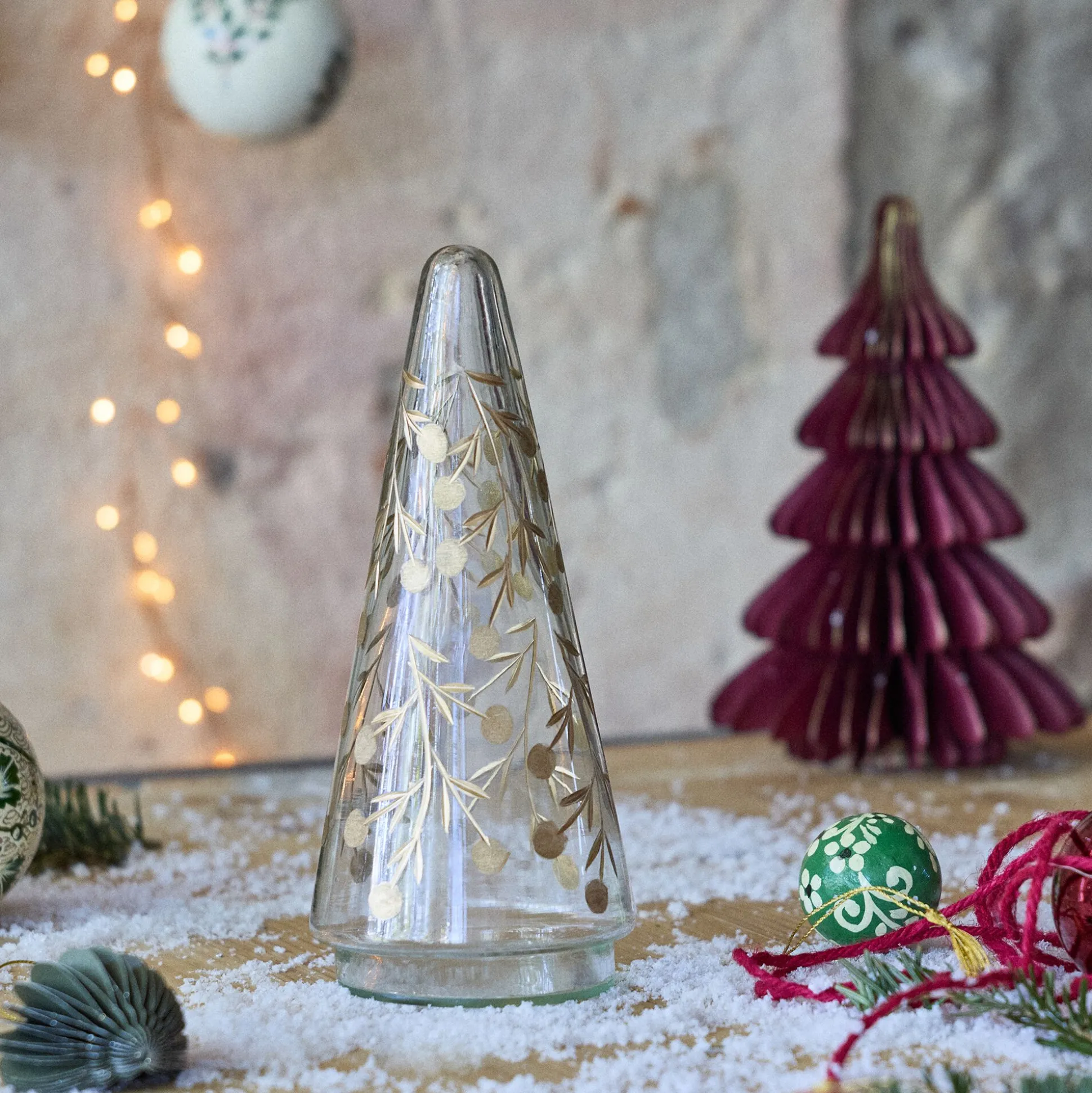 Sapin déco à poser en verre H19cm - transparent