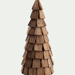 Sapin décoratif à poser en bois de paulownia H40cm - naturel