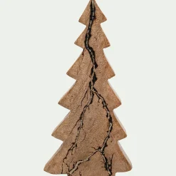 Sapin décoratif à poser en bois de manguier H29cm - naturel