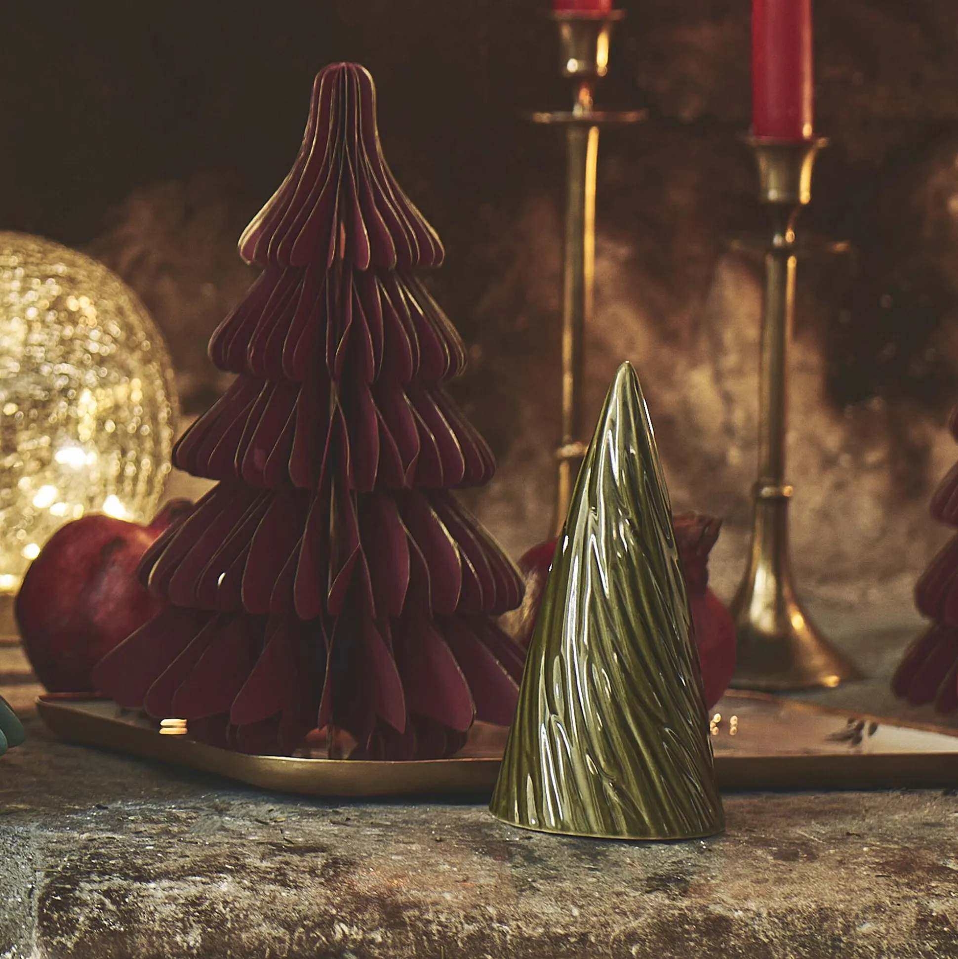 Sapin décoratif à poser en grès H16cm - vert