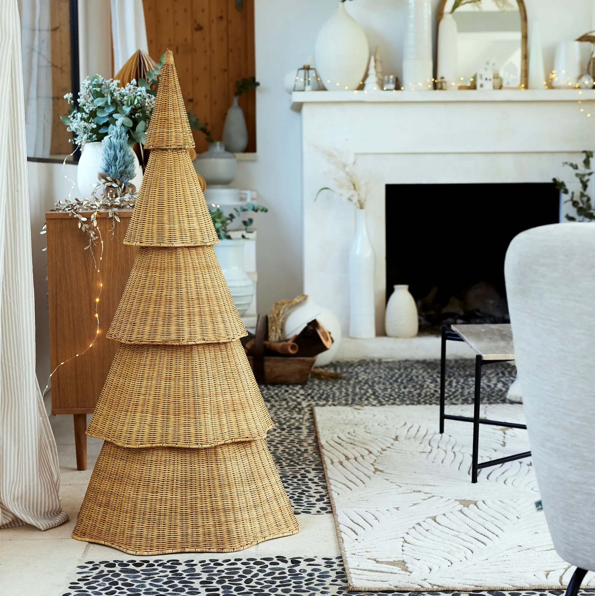 Sapin de Noël en rotin D61xH123cm - naturel