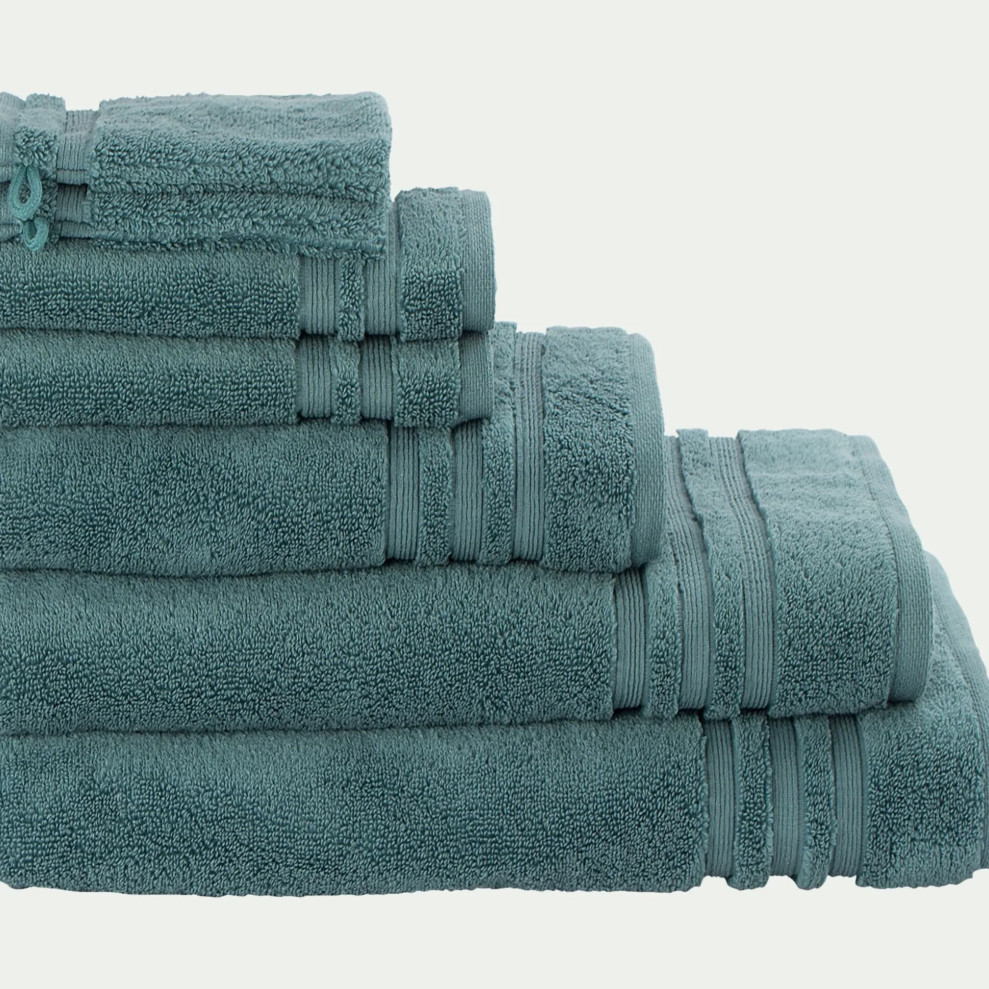 Serviette de bain bouclette en coton - vert 50x100cm