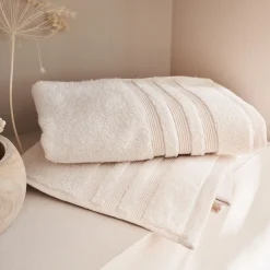 Serviette de bain bouclette en coton - blanc ventoux 50x100cm