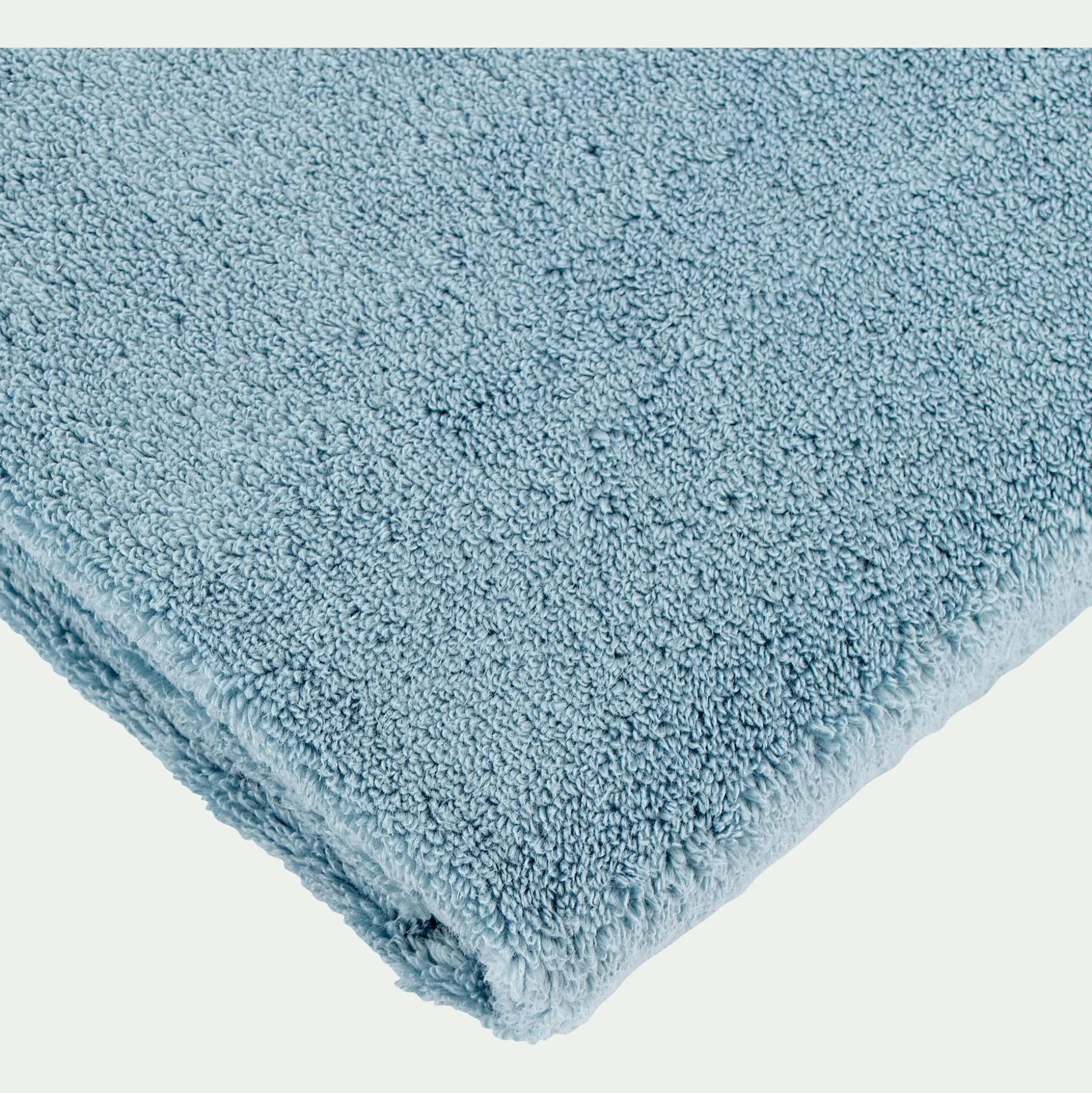 Serviette de bain bouclette en coton - bleu autan 50x100cm