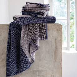 Serviette de toilette bouclette jacquard en coton 50x100cm - bleu