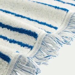Serviette de toilette en coton à rayures 50x100cm - bleu