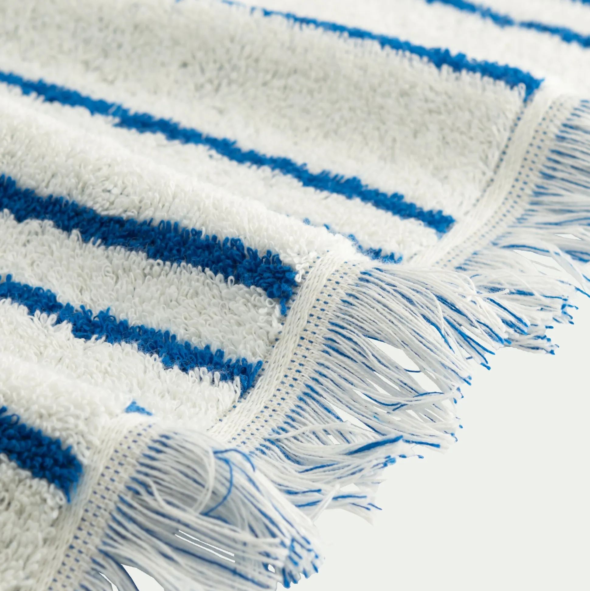 Serviette de toilette en coton à rayures 50x100cm - bleu