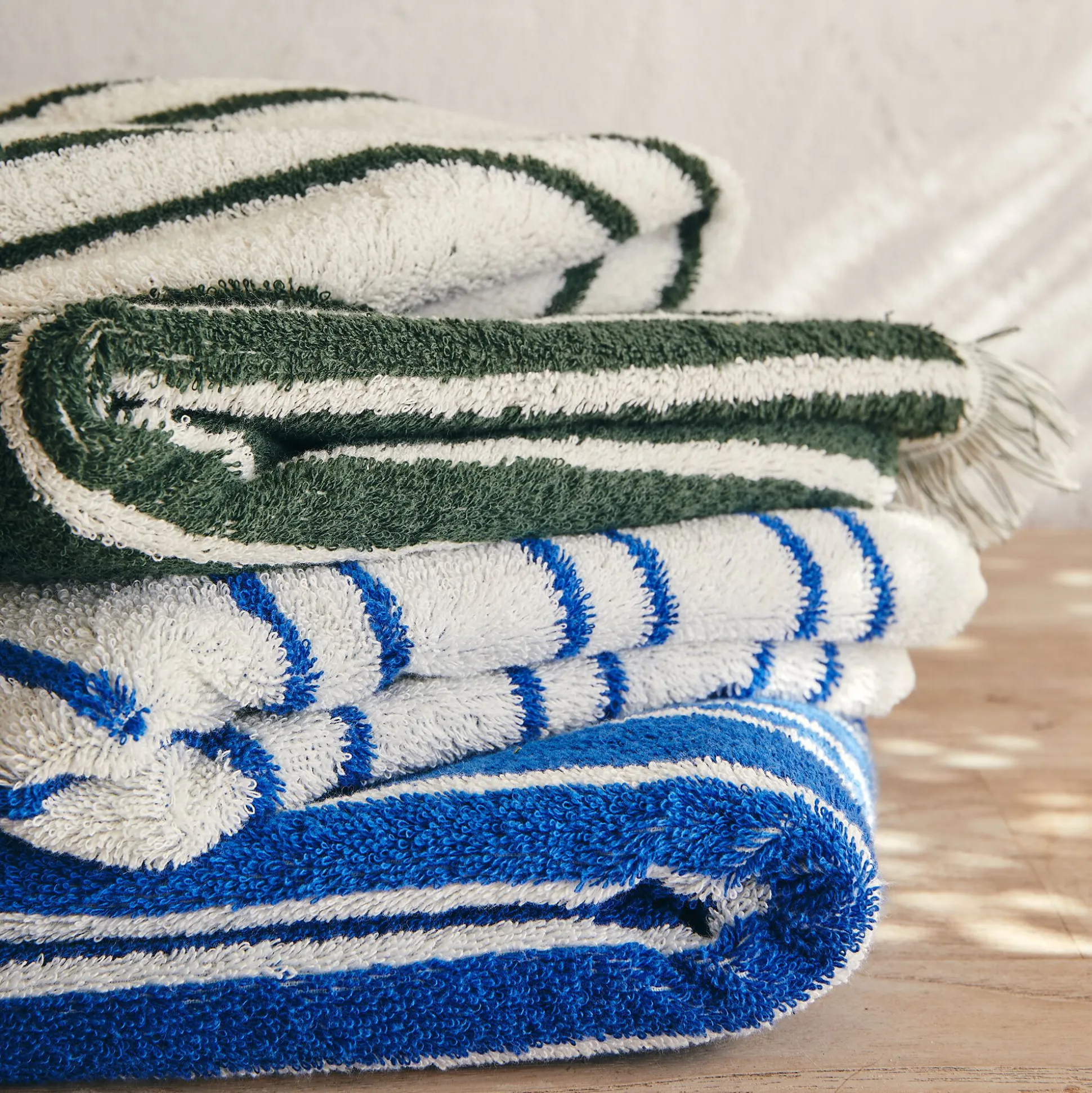 Serviette de toilette en coton à rayures 50x100cm - bleu