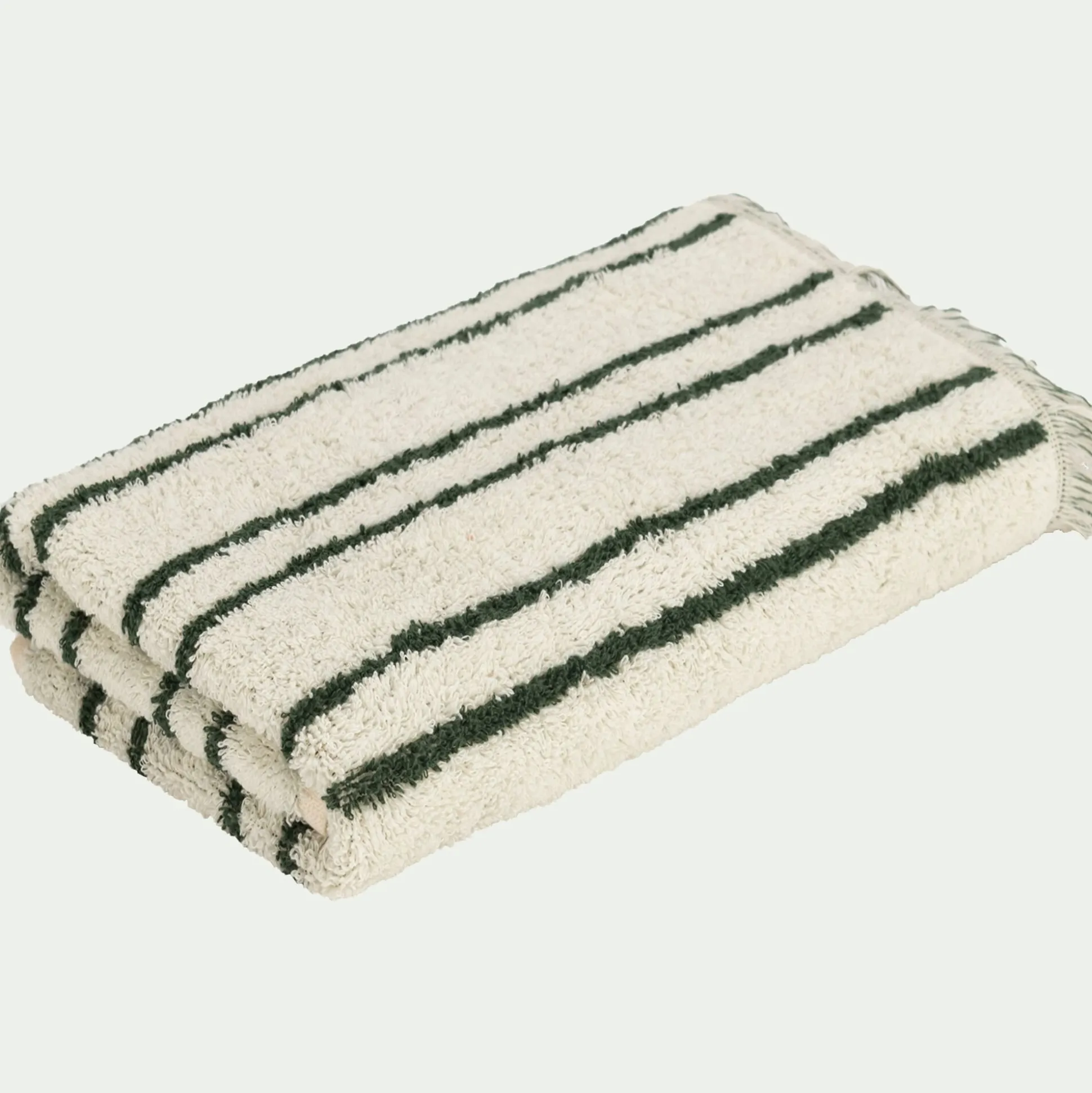 Serviette de toilette en coton à rayures 50x100cm - vert