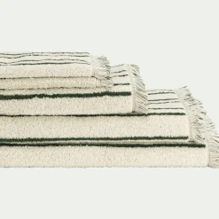 Serviette de toilette en coton à rayures 50x100cm - vert