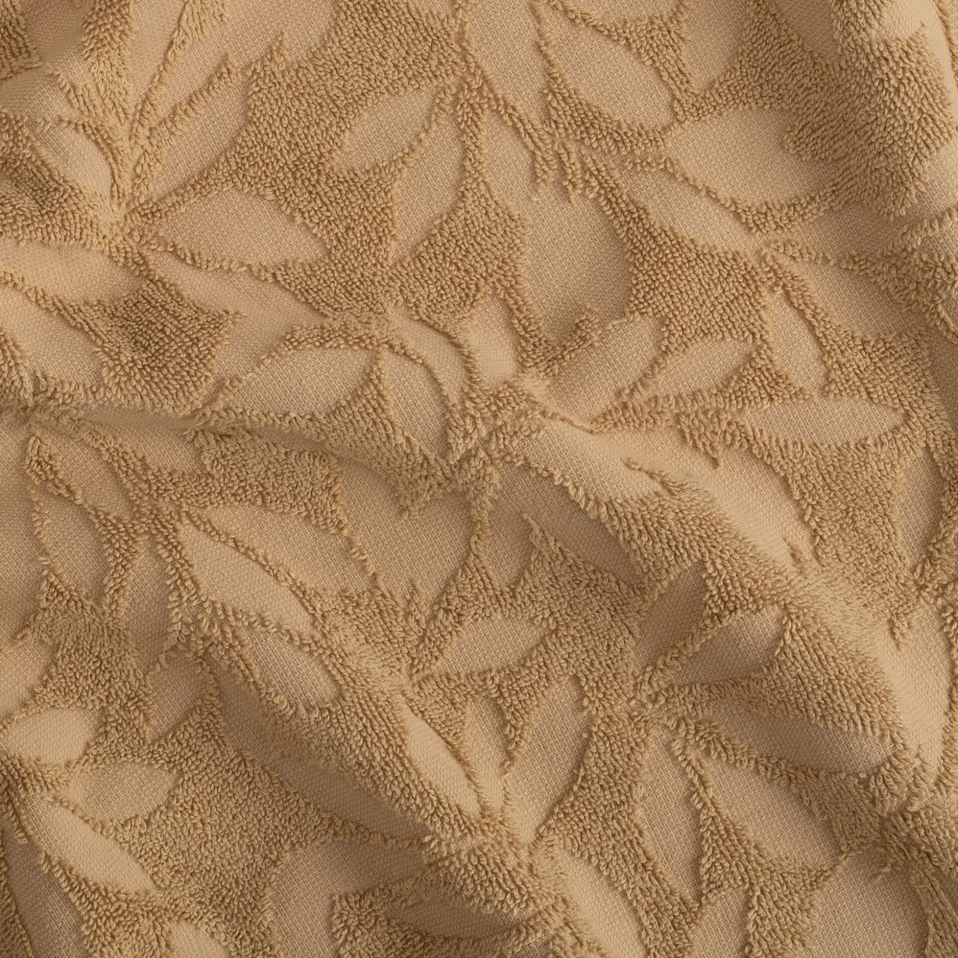 Serviette de toilette en coton motif floral 50x100cm - beige sable